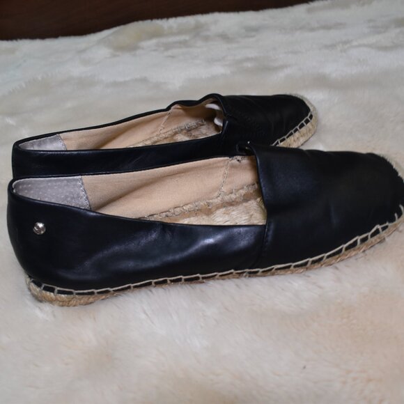 Sam Edelman Lynn Black Leather Espadrille Flats Size 8.5 Slip On Boho Shoes - Picture 3 of 14